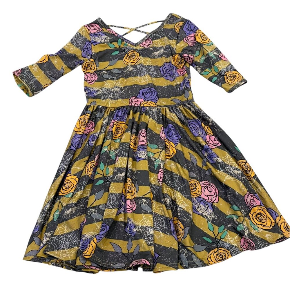 Dot Dot Smile Rose Print Spiderwebs Lattice Size 7 Ballerina Girls Dress
